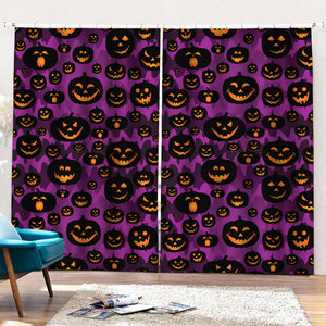 Halloween Pumpkin Smiley Faces Print Pencil Pleat Curtains