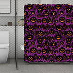 Halloween Pumpkin Smiley Faces Print Polyester Shower Curtain