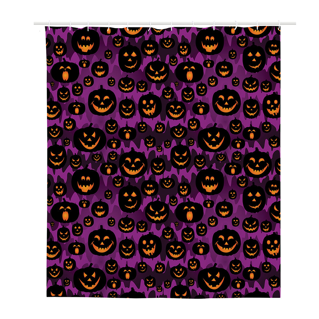 Halloween Pumpkin Smiley Faces Print Polyester Shower Curtain