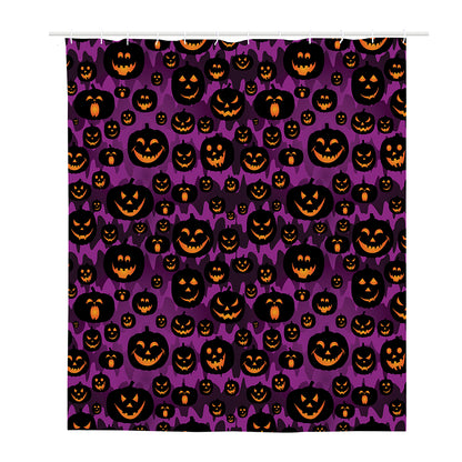 Halloween Pumpkin Smiley Faces Print Polyester Shower Curtain