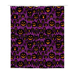 Halloween Pumpkin Smiley Faces Print Polyester Shower Curtain