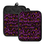 Halloween Pumpkin Smiley Faces Print Pot Holders With Pocket
