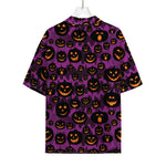 Halloween Pumpkin Smiley Faces Print Rayon Hawaiian Shirt