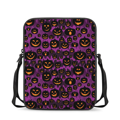 Halloween Pumpkin Smiley Faces Print Rectangular Crossbody Bag