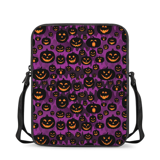 Halloween Pumpkin Smiley Faces Print Rectangular Crossbody Bag