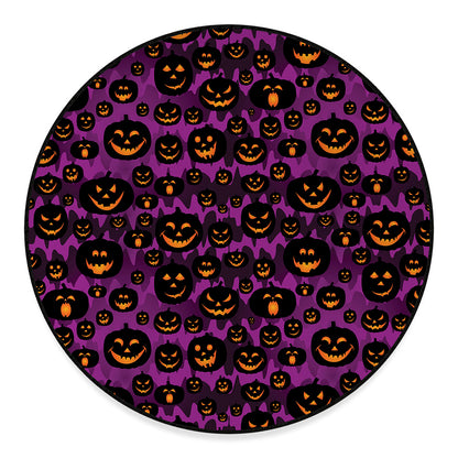 Halloween Pumpkin Smiley Faces Print Round Floor Mat