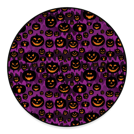 Halloween Pumpkin Smiley Faces Print Round Floor Mat