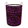 Halloween Pumpkin Smiley Faces Print Round Laundry Basket