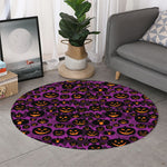 Halloween Pumpkin Smiley Faces Print Round Rug