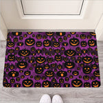 Halloween Pumpkin Smiley Faces Print Rubber Doormat