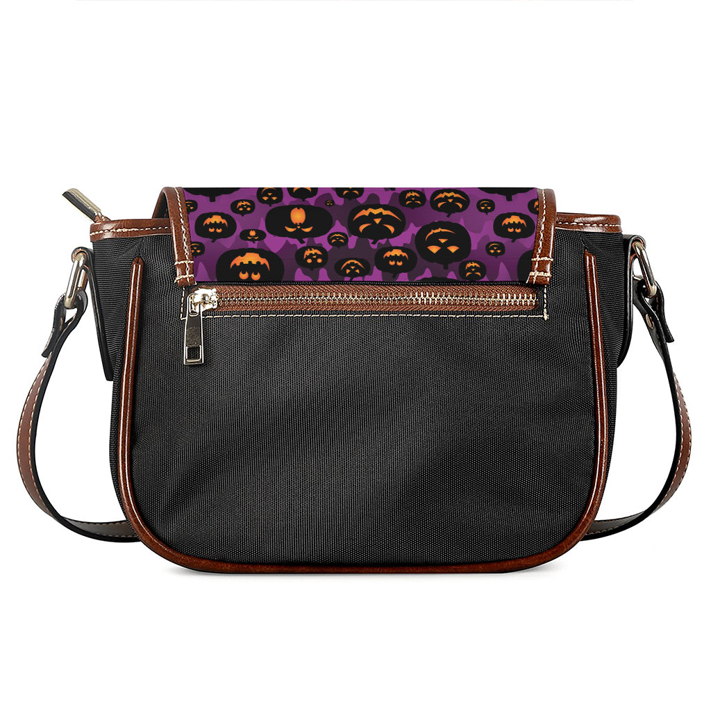 Halloween Pumpkin Smiley Faces Print Saddle Bag