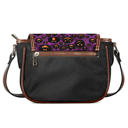 Halloween Pumpkin Smiley Faces Print Saddle Bag