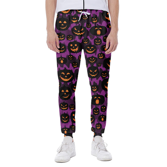 Halloween Pumpkin Smiley Faces Print Scuba Joggers