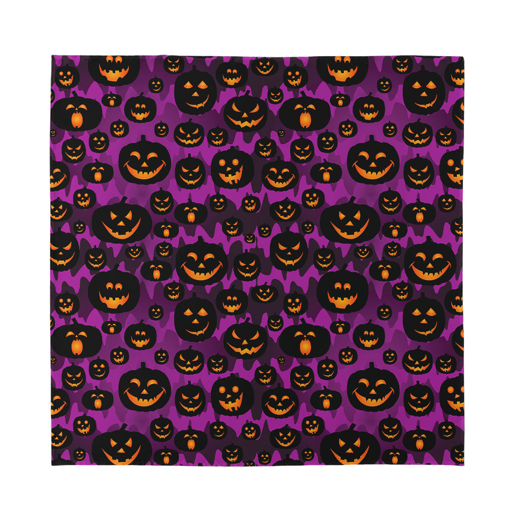 Halloween Pumpkin Smiley Faces Print Silk Bandana