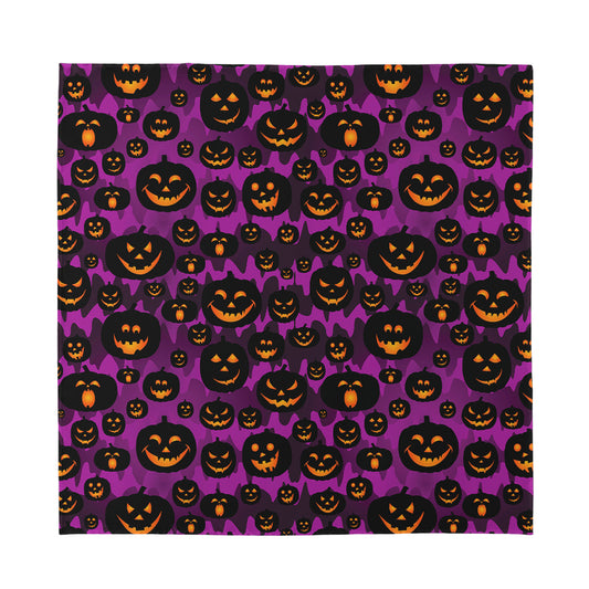 Halloween Pumpkin Smiley Faces Print Silk Bandana