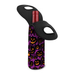 Halloween Pumpkin Smiley Faces Print Single Neoprene Wine Tote