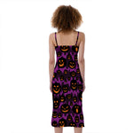 Halloween Pumpkin Smiley Faces Print Slim Fit Midi Cami Dress