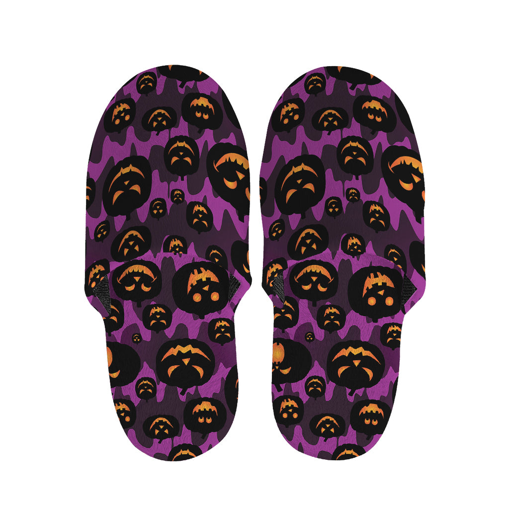 Halloween Pumpkin Smiley Faces Print Slippers