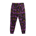 Halloween Pumpkin Smiley Faces Print Sweatpants