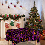 Halloween Pumpkin Smiley Faces Print Tablecloth