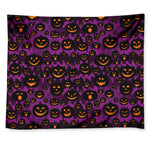 Halloween Pumpkin Smiley Faces Print Tapestry