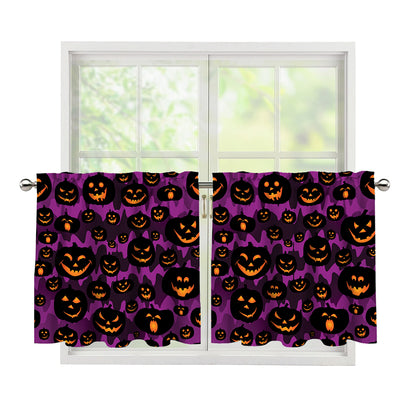 Halloween Pumpkin Smiley Faces Print Tier Curtains