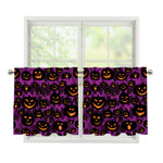Halloween Pumpkin Smiley Faces Print Tier Curtains