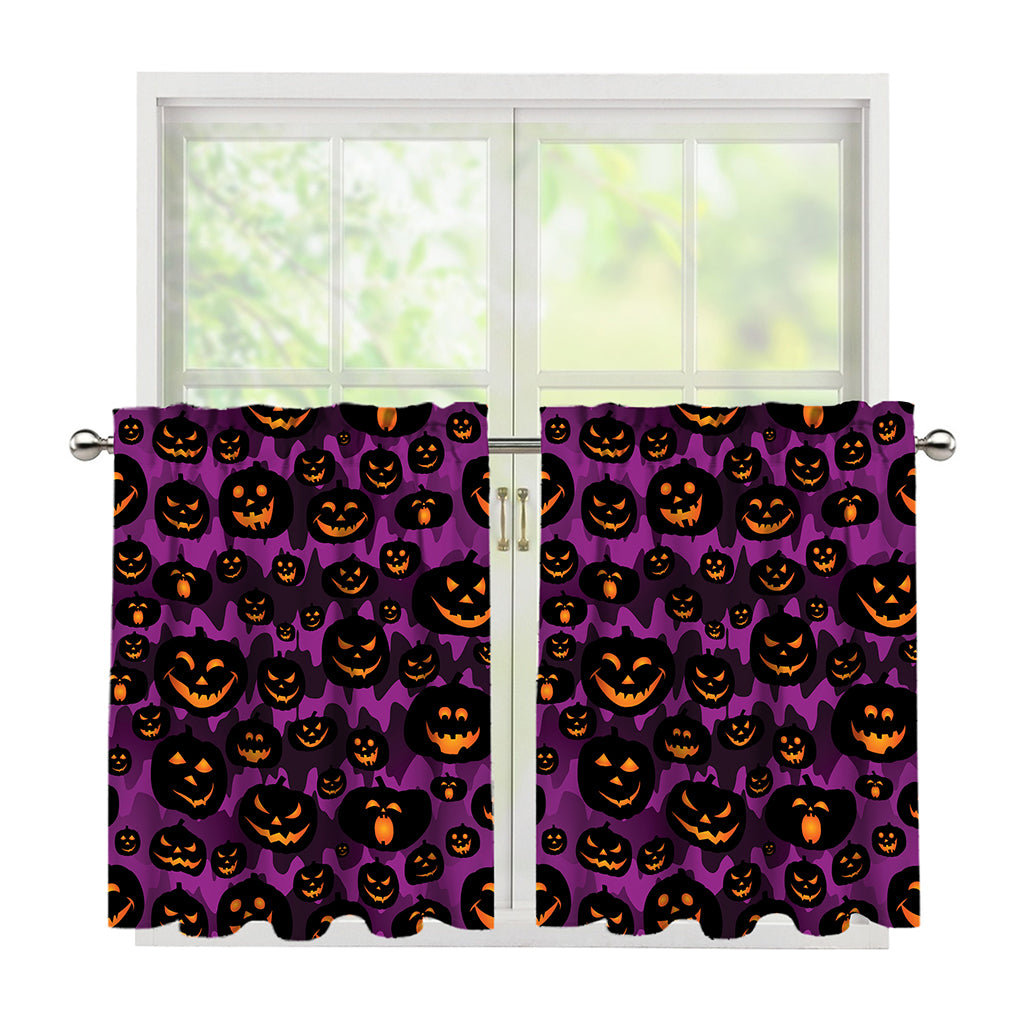 Halloween Pumpkin Smiley Faces Print Tier Curtains