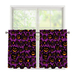 Halloween Pumpkin Smiley Faces Print Tier Curtains