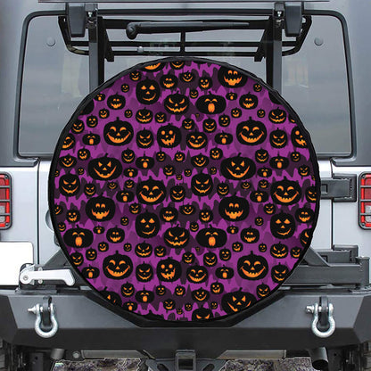Halloween Pumpkin Smiley Faces Print Tire Cover