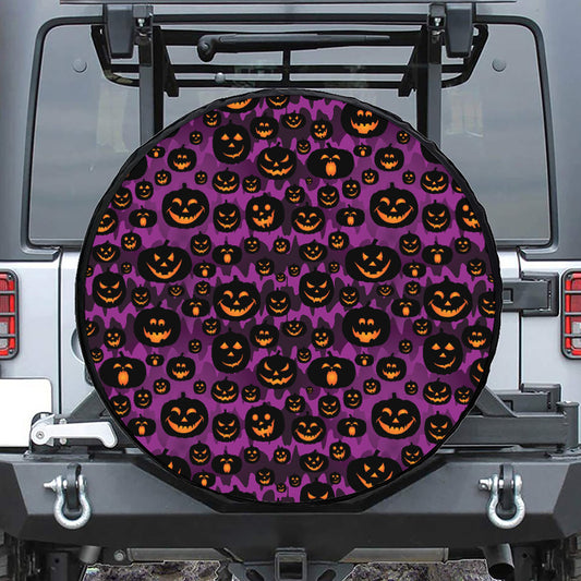 Halloween Pumpkin Smiley Faces Print Tire Cover