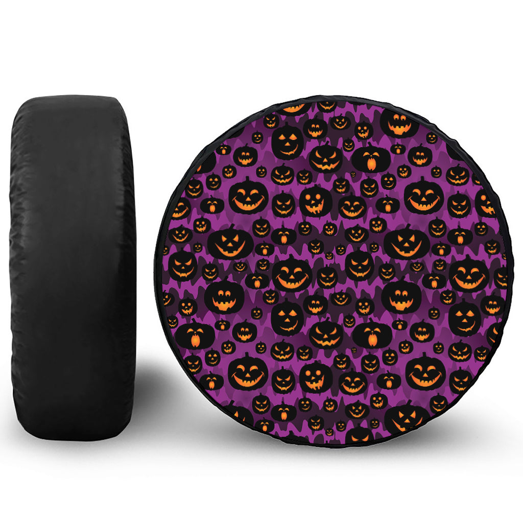 Halloween Pumpkin Smiley Faces Print Tire Cover