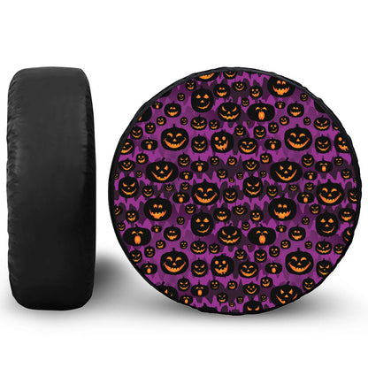Halloween Pumpkin Smiley Faces Print Tire Cover