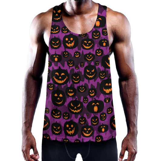 Halloween Pumpkin Smiley Faces Print Training Tank Top