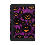 Halloween Pumpkin Smiley Faces Print Trifold Wallet