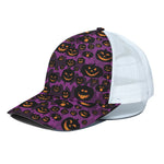 Halloween Pumpkin Smiley Faces Print White Mesh Trucker Cap
