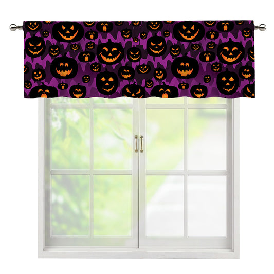 Halloween Pumpkin Smiley Faces Print Window Valance
