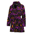 Halloween Pumpkin Smiley Faces Print Women's Bathrobe