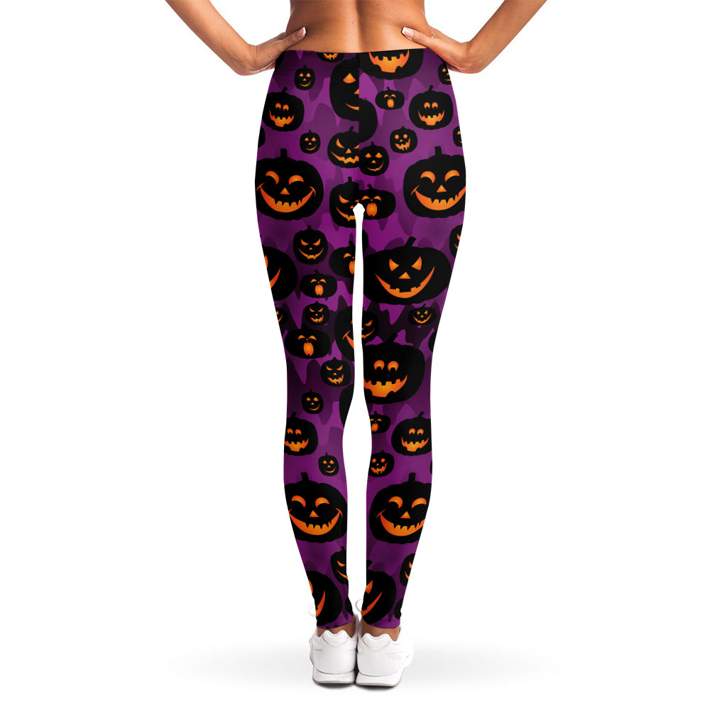Halloween Pumpkin Smiley Faces Print Women's Leggings