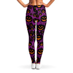 Halloween Pumpkin Smiley Faces Print Women's Leggings