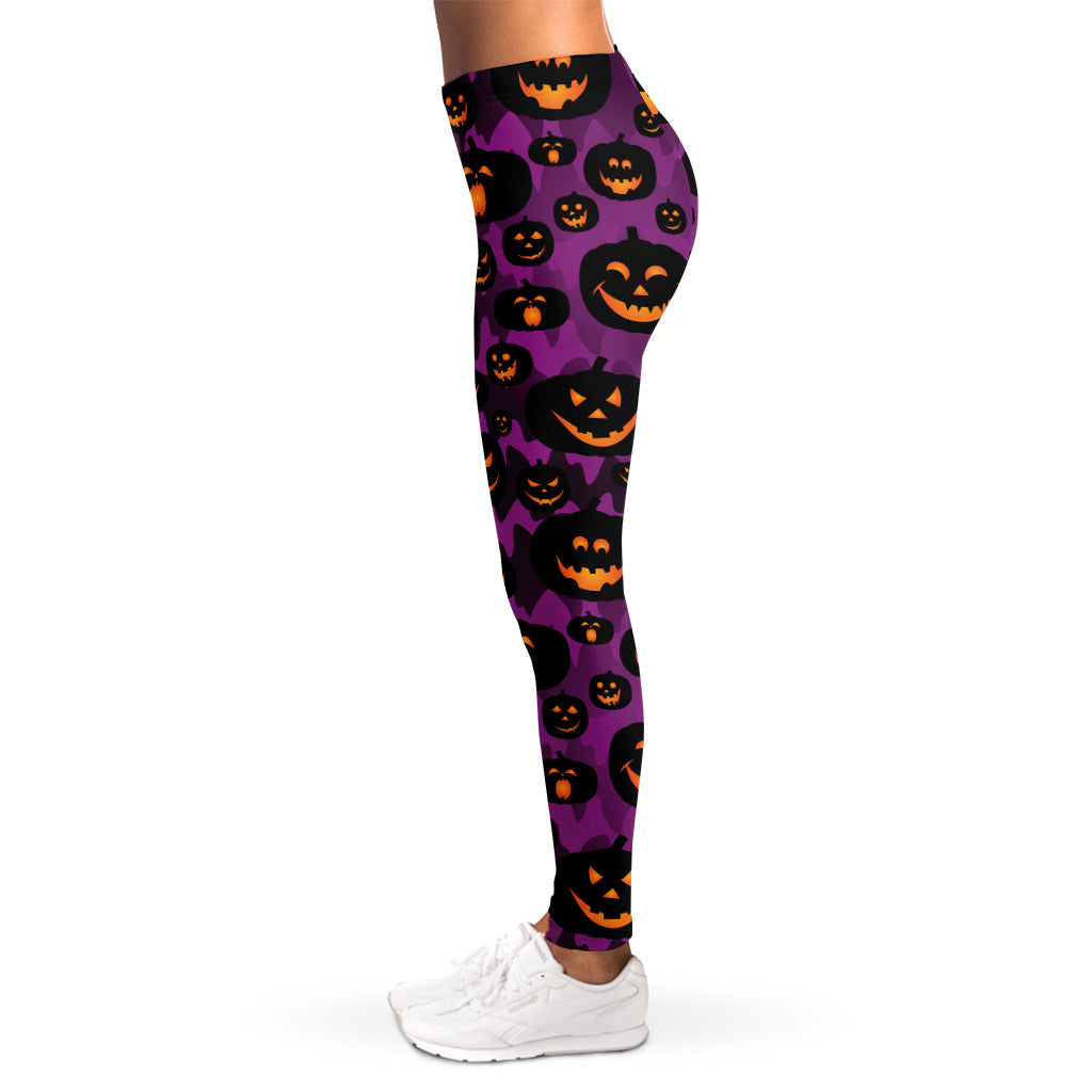 Halloween Pumpkin Smiley Faces Print Women's Leggings