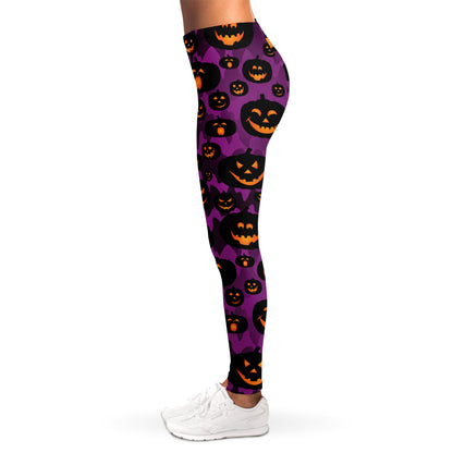 Halloween Pumpkin Smiley Faces Print Women's Leggings