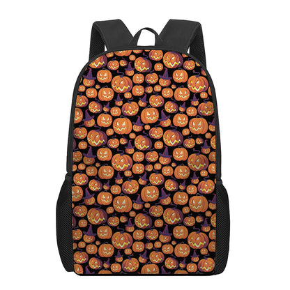 Halloween Pumpkin Witch Pattern Print 17 Inch Backpack