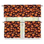 Halloween Pumpkin Witch Pattern Print 3 Piece Kitchen Curtains