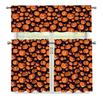 Halloween Pumpkin Witch Pattern Print 3 Piece Kitchen Curtains