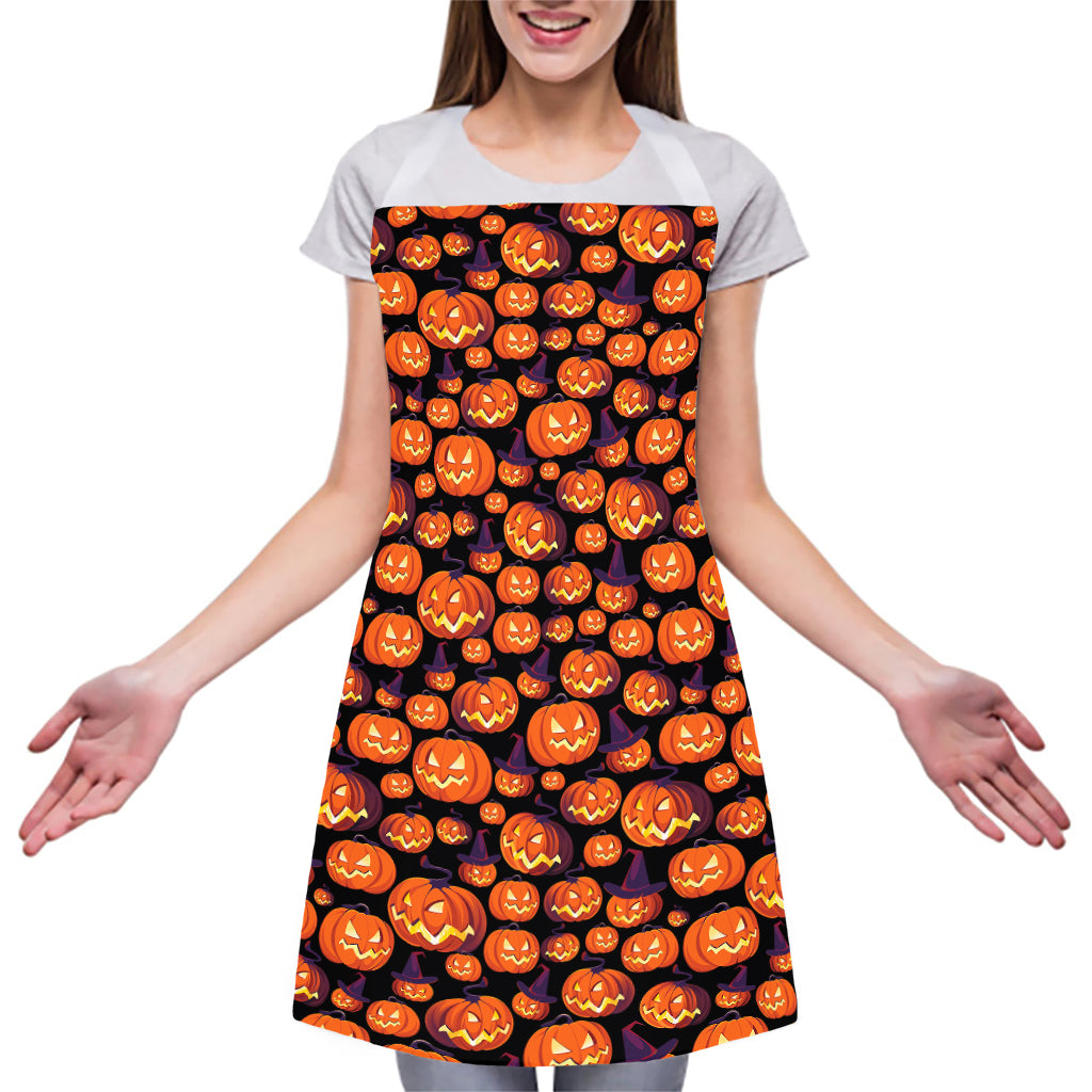 Halloween Pumpkin Witch Pattern Print Adjustable Apron