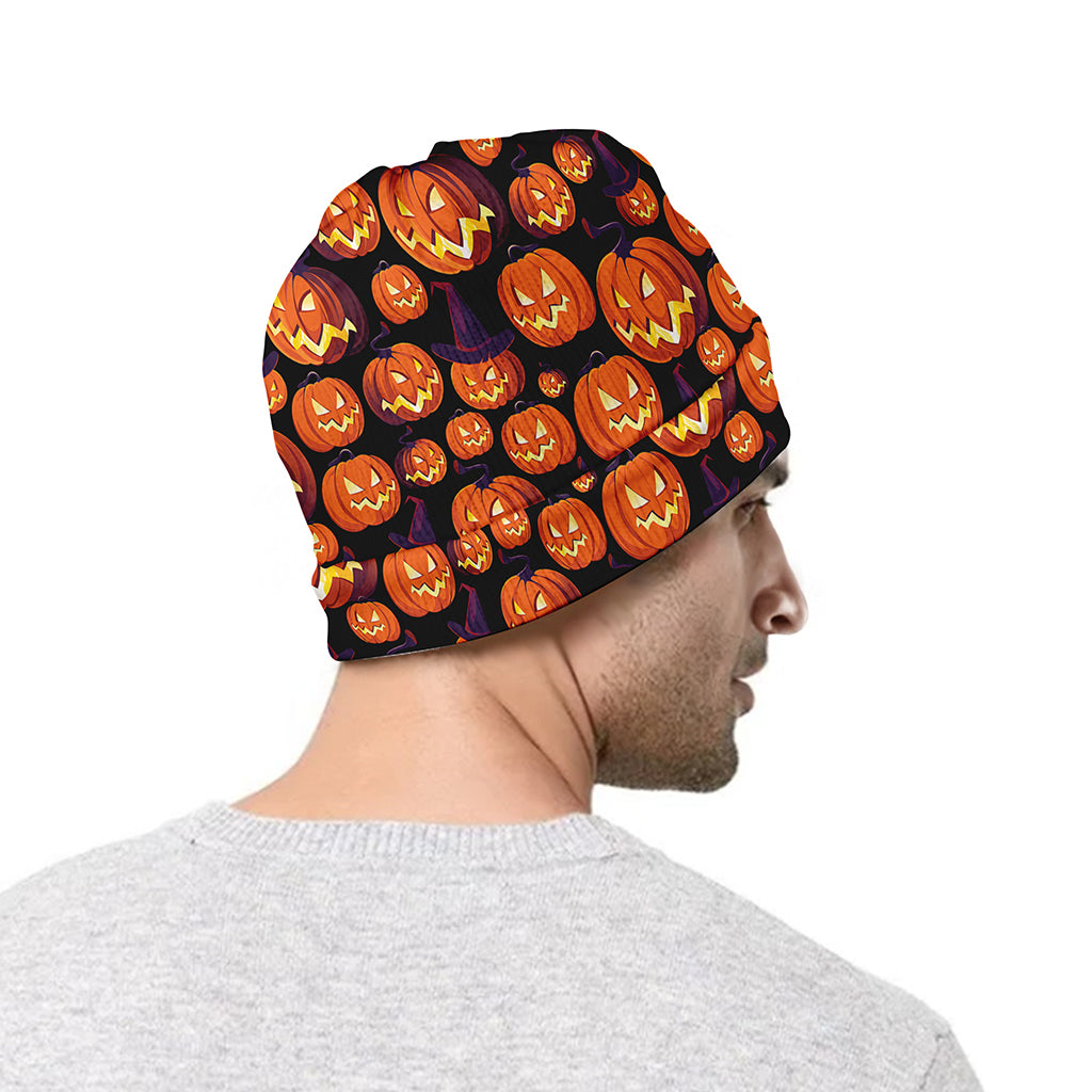 Halloween Pumpkin Witch Pattern Print Beanie