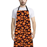 Halloween Pumpkin Witch Pattern Print Bib Apron With Pocket