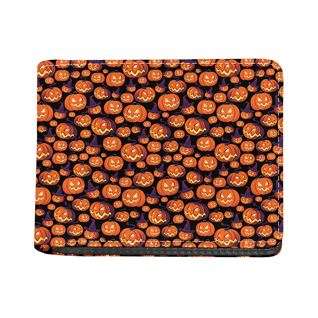 Halloween Pumpkin Witch Pattern Print Bifold Wallet