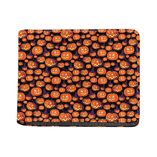 Halloween Pumpkin Witch Pattern Print Bifold Wallet